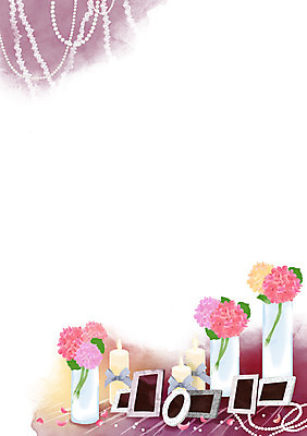 PSD 식물 꽃 리본 액자 결혼 백그라운드 일러스트 목걸이 장신구 초 촛불 사람없음 장식 꽃병 오브젝트 결혼소품 기념사진 국내일러스트 이벤트 파일형식