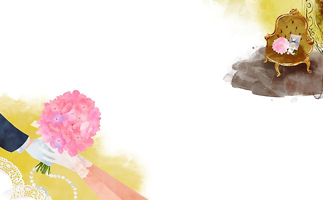 PSD 손 여자 남자 신부 부케 신랑 결혼 백그라운드 의자 일러스트 들기 사람 두명 신체부위 오브젝트 청첩장 결혼소품 국내일러스트 꽃다발 가구 모션 카드_감사 이벤트 파일형식