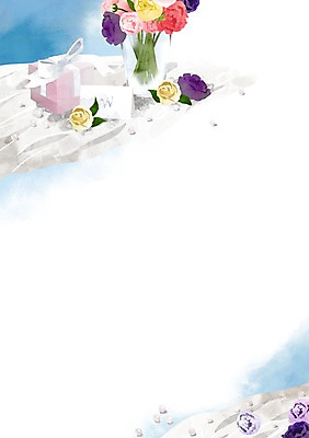 PSD 식물 꽃 리본 결혼 백그라운드 일러스트 선물 사람없음 선물상자 상자 꽃병 오브젝트 청첩장 결혼소품 국내일러스트 카드_감사 이벤트 파일형식