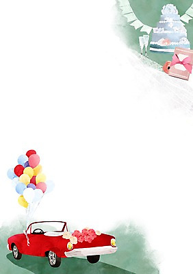 PSD 결혼 백그라운드 일러스트 자동차 사람없음 케이크 웨딩케이크 오브젝트 오픈카 청첩장 샴페인잔 결혼소품 풍선 웨딩카 국내일러스트 카드프레임 육상교통 술잔 승용차 디저트 카드_감사 프레임 이벤트 파일형식