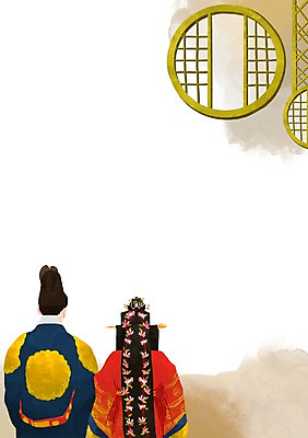 PSD 여자 남자 신부 신랑 결혼 백그라운드 일러스트 창문 사람 성인 두명 전통의상 한복 오브젝트 전통혼례 결혼소품 성인만 국내일러스트 한국전통 전통 이벤트 전통의례 파일형식