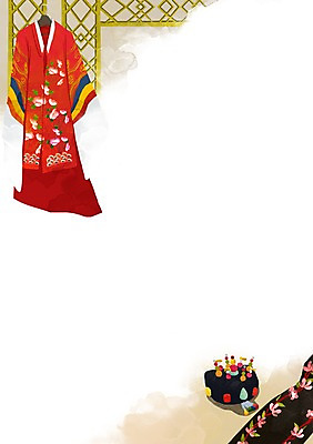 PSD 옷 결혼 백그라운드 일러스트 전통소품 사람없음 옷걸이 전통의상 한복 오브젝트 족두리 결혼소품 국내일러스트 한국전통 전통 이벤트 파일형식