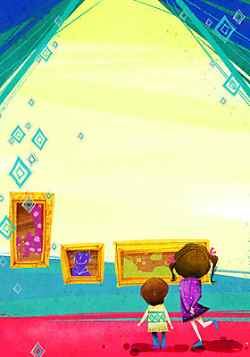 전신 PSD 여자 교육 남자 어린이라이프 문화 어린이 예술 액자 백그라운드 일러스트 문화예술 서기 사람 소녀 소년 두명 라이프 미술관 즐거움 그림 작품 관람 어린이만 국내일러스트 라이프스타일 감정 모션 미술 생활 파일형식