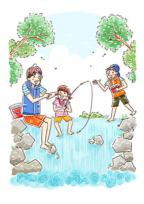 전신 PSD 나무 식물 라이프스타일 여자 남자 딸 아들 어린이 일러스트 가족 레저용품 레저 낚시 함께함 아웃도어 캠핑도구 서기 웃음 사람 앉기 소녀 소년 성인 취미 라이프 세명 계곡 화목 폭포 캠핑 돌_바위 바위 아빠 낚싯대 양동이 즐거움 다슬기 국내일러스트 감정 컨셉 관계 모션 자연 어패류 표정 생활 도구 낚시용품 파일형식