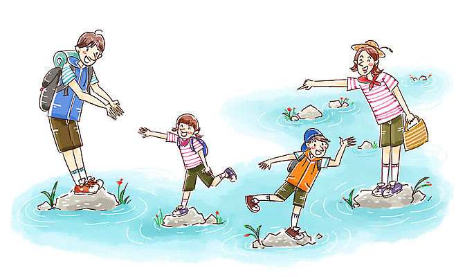 전신 PSD 식물 라이프스타일 여자 남자 딸 아들 어린이 가방 일러스트 가족 엄마 레저용품 레저 함께함 아웃도어 캠핑도구 서기 웃음 들기 사람 소녀 소년 여러명 성인 취미 라이프 물 계곡 화목 캠핑 돌_바위 바위 풀 아빠 즐거움 징검다리 국내일러스트 자연요소 잡화 감정 다수 컨셉 관계 모션 표정 생활 도구 다리_건축물 파일형식