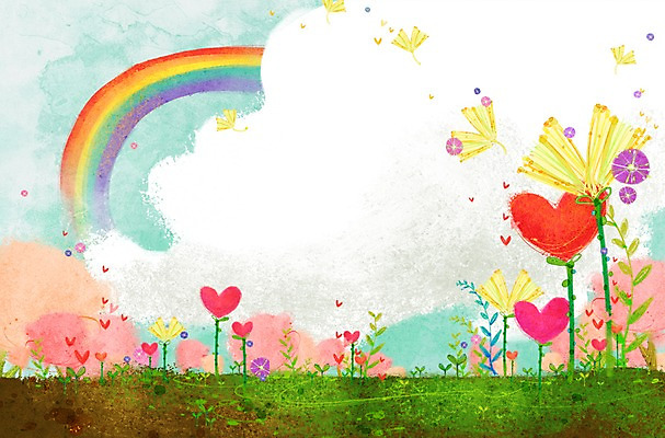 PSD 식물 구름 계절 꽃 백그라운드 무지개 꽃밭 일러스트 상상 자연 하늘 사랑 풍경 사람없음 새싹 봄 하트 하트백그라운드 봄배경 국내일러스트 자연요소 모양 감정 생태계 파일형식