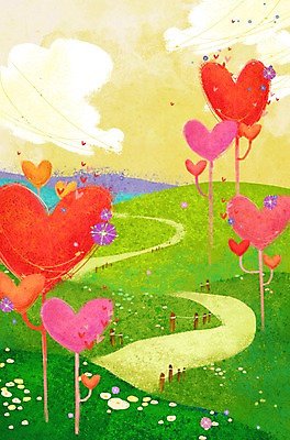 PSD 나무 식물 구름 계절 꽃 길 백그라운드 일러스트 상상 자연 하늘 사랑 풍경 잔디 사람없음 울타리 봄 하트 오솔길 하트백그라운드 봄배경 국내일러스트 자연요소 모양 감정 담장 생태계 파일형식