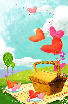 PSD 나무 식물 구름 접시 계절 꽃 백그라운드 일러스트 상상 자연 하늘 사랑 풍경 잔디 사람없음 소풍 바구니 봄 하트 돗자리 도시락 하트백그라운드 봄배경 국내일러스트 자연요소 모양 식기 감정 음식 야외활동 생태계 파일형식