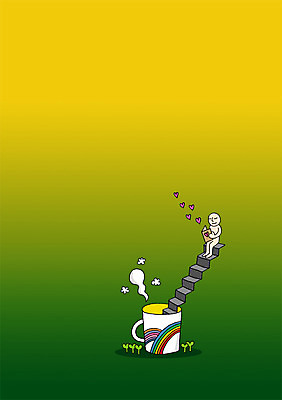 전신 PSD 백그라운드 일러스트 상상 상상일러스트 한명 들기 사람 앉기 책 컵 판타지 독서 새싹 계단 꿈 머그컵 하트 수증기 언론 소통 국내일러스트 모양 식물 1 식기 컨셉 모션 파일형식