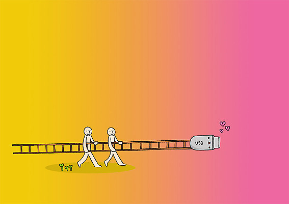 전신 PSD 백그라운드 일러스트 사다리 상상 상상일러스트 들기 사람 두명 판타지 꿈 USB usb메모리 저장장치 언론 소통 국내일러스트 컨셉 모션 컴퓨터용품 도구 파일형식