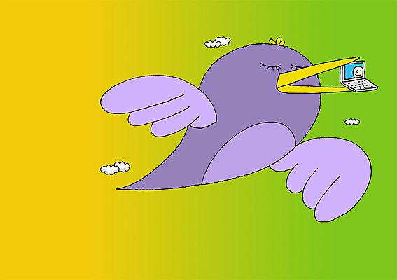 PSD 동물 구름 백그라운드 일러스트 상상 조류 상상일러스트 한명 사람 상반신 노트북 컴퓨터 판타지 모니터 꿈 언론 소통 국내일러스트 자연요소 1 컨셉 전자제품 파일형식