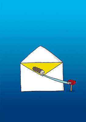 PSD 여자 백그라운드 일러스트 상상 편지봉투 상상일러스트 한명 사람 상반신 판타지 꿈 우체통 편지 언론 소통 여자만 여자한명만 국내일러스트 1 컨셉 봉투 파일형식