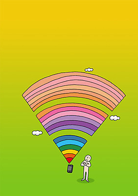 전신 PSD 구름 백그라운드 무지개 일러스트 상상 안테나 상상일러스트 한명 서기 사람 스마트폰 핸드폰 판타지 꿈 와이파이 언론 소통 국내일러스트 자연요소 1 컨셉 통신 모션 전자제품 스마트기기 무선인터넷 파일형식