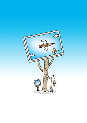 전신 PSD 나무 식물 구름 백그라운드 날개 일러스트 상상 상상일러스트 한명 서기 사람 판타지 필기구 연필 스크린 모니터 꿈 언론 소통 국내일러스트 자연요소 1 컨셉 모션 문구용품 학용품 컴퓨터 파일형식