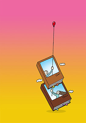 PSD 구름 여자 남자 백그라운드 일러스트 상상 상상일러스트 들기 사람 상반신 두명 책 판타지 꿈 언론 풍선 소통 국내일러스트 자연요소 컨셉 모션 파일형식