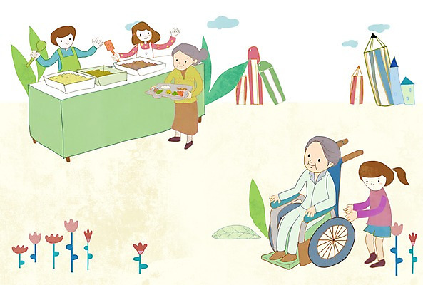 전신 PSD 식물 구름 학생 여자 교육 노년 남자 꽃 음식 백그라운드 일러스트 교과목 청소년 서기 사람 앉기 소년 여러명 라이프 필기구 연필 식사 앞치마 봉사 휠체어 사회봉사 식판 급식 배급 국내일러스트 자연요소 어린이 다수 모션 문구용품 학용품 성인 생활 도움 파일형식