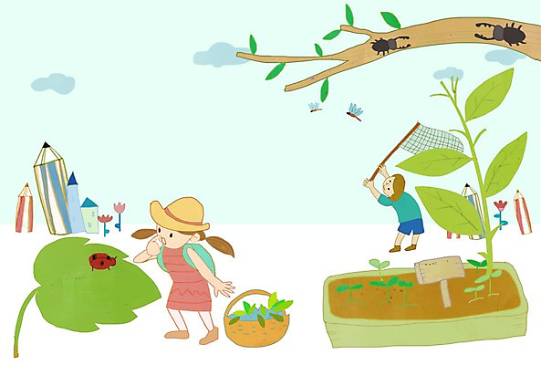전신 PSD 나무 식물 동물 학생 여자 교육 남자 꽃 화분 곤충 백그라운드 일러스트 교과목 청소년 나뭇잎 서기 사람 소년 두명 라이프 필기구 연필 바구니 무당벌레 곤충채집 채집망 식물키우기 장수풍뎅이 십대만 국내일러스트 어린이 잎 모션 문구용품 학용품 생활 수집 파일형식