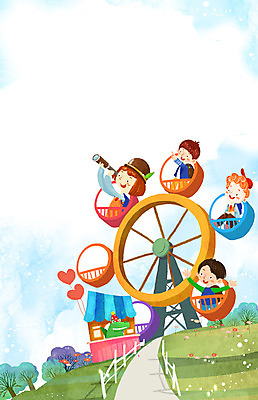 PSD 나무 식물 여자 어린이교육 교육 남자 어린이 일러스트 상상 상상일러스트 사람 소녀 소년 잔디 여러명 상반신 울타리 판타지 망원경 놀이공원 기구 도구 놀이기구 즐거움 어린이상상 대관람차 풍선 어린이만 동심 국내일러스트 감정 다수 담장 테마파크 파일형식