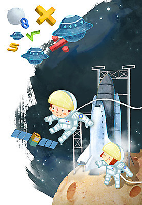 전신 PSD 여자 어린이교육 교육 남자 별 어린이 일러스트 상상 상상일러스트 사람 소녀 소년 두명 판타지 숫자 우주 인공위성 우주선 즐거움 UFO 어린이상상 우주복 수학기호 어린이만 동심 국내일러스트 자연요소 문자 기호 옷 감정 통신 미확인물체 파일형식