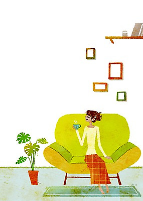 전신 PSD 식물 라이프스타일 여자 화분 여유 커피 음료 액자 의자 일러스트 티타임 휴식 한명 사람 앉기 성인 라이프 책 소파 카펫 차 커피잔 찻잔 안식처 여자만 여자한명만 성인여자만 성인만 국내일러스트 1 감정 가구 컨셉 모션 잔 생활 파일형식