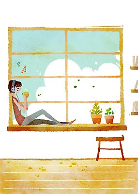 전신 PSD 식물 구름 라이프스타일 여자 화분 여유 커피 음료 이어폰 의자 일러스트 창문 티타임 휴식 한명 들기 사람 앉기 성인 라이프 책 헤드셋 음악감상 차 커피잔 찻잔 창가 서랍장 안식처 여자만 여자한명만 성인여자만 성인만 국내일러스트 자연요소 1 감정 음향기기 가구 컨셉 모션 잔 생활 헤드폰 감상 파일형식