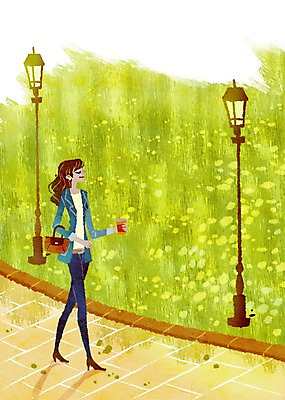 전신 PSD 식물 라이프스타일 공원 여자 여유 커피 음료 가로등 일러스트 티타임 휴식 한명 서기 사람 성인 라이프 산책 풀 차 커피잔 테이크아웃 여자만 여자한명만 성인여자만 성인만 국내일러스트 1 공공시설 감정 컨셉 모션 잔 생활 파일형식