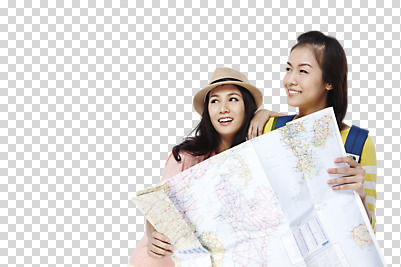 외국인 편집 편집이미지 모자 라이프스타일 응시 여자 여행 지도 가방 서기 들기 사람 동양인 상반신 20대 성인 두명 친구 잡기 배낭여행 길찾기 PNG 여자만 성인여자만 청년만 청년여자만 성인만 편집소스 시선 잡화 관계 모션 인종 청년 생활 파일형식