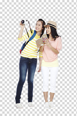 전신 외국인 편집 편집이미지 모자 라이프스타일 응시 여자 여행 가방 서기 웃음 들기 사람 동양인 20대 성인 두명 앞모습 책 친구 카메라 사진촬영 펼침 가이드북 배낭여행 PNG 여자만 성인여자만 청년만 청년여자만 성인만 편집소스 시선 잡화 뷰포인트 관계 모션 표정 인종 청년 생활 전자제품 촬영 파일형식