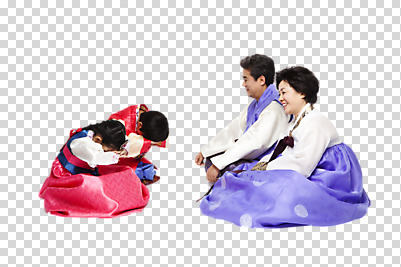 전신 편집 편집이미지 한국문화 한국전통 전통 여자 명절 할아버지 노년 남자 전통문화 할머니 어린이 가족 손자 손녀 새해 한국 고개숙이기 웃음 사람 앉기 동양인 소녀 소년 여러명 성인 옆모습 설날 마주보기 추석 한국인 새해인사 예절 인사 절 60대 전통의상 한복 손주 세배 PNG 편집소스 동양문화 기념일 아시아 문화 뷰포인트 다수 관계 모션 표정 숙이기 인종 절_인사 파일형식
