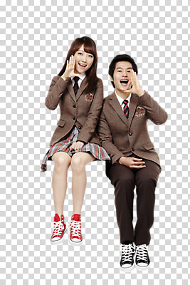 전신 편집 편집이미지 학생 여학생 여자 남자 남학생 모션 청소년 고등학생 입벌림 웃음 사람 앉기 동양인 손짓 두명 앞모습 10대 외침 한국인 PNG 십대만 편집소스 뷰포인트 표정 인종 소리 파일형식