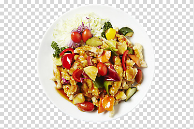 편집 편집이미지 그릇 접시 음식 채소 방울토마토 피망 파슬리 육류 요리 사람없음 하이앵글 중식 튀김 파인애플 양배추 탕수육 PNG 편집소스 식기 뷰포인트 토마토 과일 식재료 열대과일 파일형식