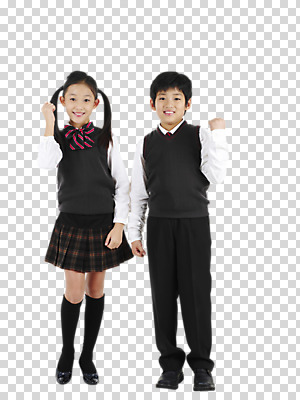 전신 편집 편집이미지 학생 여학생 여자 남자 교복 남학생 포즈 모션 청소년 서기 웃음 사람 동양인 두명 앞모습 10대 파이팅 주먹 한국인 PNG 십대만 편집소스 옷 뷰포인트 표정 인종 파일형식