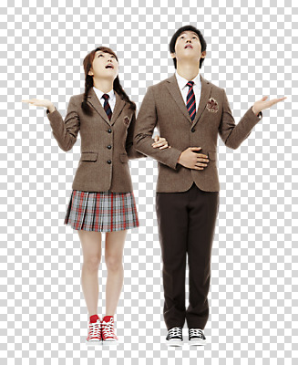 전신 편집 편집이미지 학생 응시 여학생 여자 남자 교복 남학생 포즈 청소년 고등학생 사람 동양인 손짓 두명 10대 팔짱 한국인 PNG 십대만 편집소스 시선 옷 모션 인종 파일형식