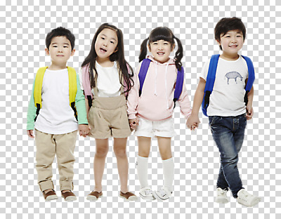 전신 편집 편집이미지 라이프스타일 여자 남자 어린이라이프 어린이 가방 책가방 서기 웃음 사람 동양인 소녀 소년 여러명 앞모습 친구 손잡기 유치원생 한국인 다리꼬기 PNG 어린이만 편집소스 잡화 뷰포인트 다수 관계 모션 표정 인종 생활 파일형식