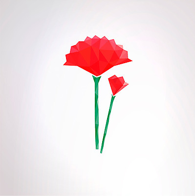 식물 아이콘 꽃 컬러 백그라운드 무늬 패턴 입체아이콘 사람없음 빨간색 삼각형 두송이 카네이션 입체 2D아이콘 AI파일 도형 2 파일형식 벡터