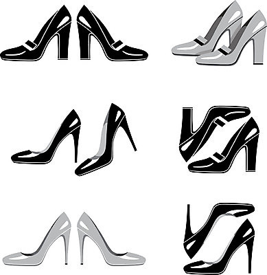 EPS 해외이미지 디자인 여자 구두 신발 일러스트 맨발 세트 유행 검은색 회색 흰색 화려 고급 우아함 맛 자르기 수집 심볼 오브젝트 흰배경 고립 스타일 해외202004 해외일러스트 컬러 백그라운드 컨셉 모션 발 사람 파일형식 벡터 이미지허브