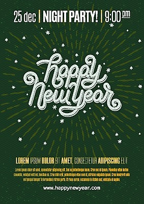 EPS 해외이미지 포스터 백그라운드 크리스마스 일러스트 사람없음 초록색 축하 해피뉴이어 레터링 해외202004 해외일러스트 기념일 컬러 컨셉 새해인사 파일형식 벡터 이미지허브