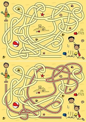 EPS 해외이미지 교육 길 어린이 모래 일러스트 놀이 소년 여름 게임 퍼즐 만화 그림 미로 해결 구성 쉬운 해외202004 해외일러스트 계절 남자 사람 파일형식 벡터 이미지허브