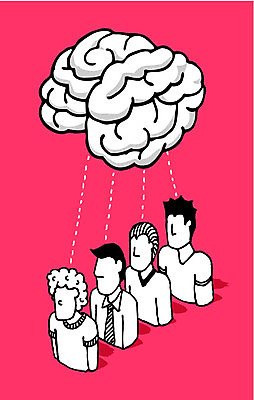 EPS 해외이미지 컨셉 생각 일러스트 통신 협력 아이디어 만화 뇌 나눔 부주의 브레인스토밍 해외202004 해외일러스트 파일형식 벡터 이미지허브