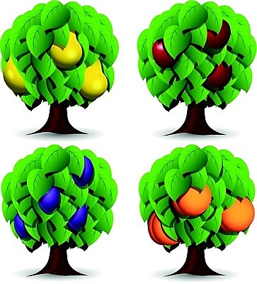 EPS 해외이미지 모양 나무 식물 디자인 계절 문화 줄기 잎 오렌지 과일 일러스트 자연 그래픽 장식 빨간색 여름 환경 보라색 수확 성장 나뭇가지 사과 심볼 복고 복숭아 자두 숙성 엘리먼트 회복 스타일 해외202004 해외일러스트 컬러 컨셉 농업 생태계 파일형식 벡터 이미지허브