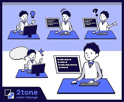 EPS 해외이미지 남자 행복 말풍선 생각 일러스트 아이디어 여러명 상반신 성인 파란색 컴퓨터 세트 모니터 놀람 물음표 종업원 책상 직원 호기심 판매원 성인남자만 해외202004 해외일러스트 직업 기호 감정 컬러 가구 다수 컨셉 표정 사람 전자제품 남자만 성인만 파일형식 벡터 이미지허브