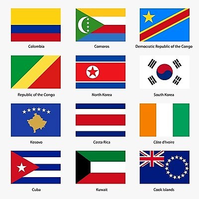 EPS 해외이미지 스티커 일러스트 사람없음 세트 세계 깃발 국기 콜롬비아 쿠바 코스타리카 쿠웨이트 해외202004 해외일러스트 중동 남아메리카 중앙아메리카 파일형식 벡터 이미지허브