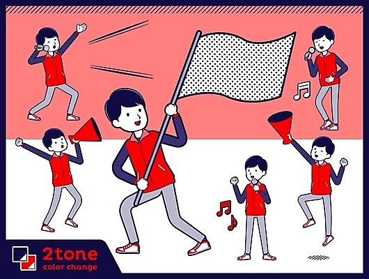 EPS 해외이미지 전신 남자 일러스트 노래 아이디어 들기 여러명 성인 빨간색 세트 점프 축제 확성기 외침 깃발 종업원 마이크 판매원 성인남자만 해외202004 해외일러스트 직업 음악 컬러 음향기기 다수 컨셉 모션 사람 소리 남자만 성인만 파일형식 벡터 이미지허브