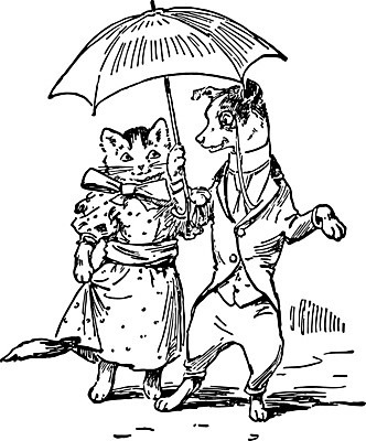 EPS 해외이미지 캐릭터 커플 드레스 리본 두마리 데이트 일러스트 우산 들기 정장 사람없음 마주보기 걷기 검은색 고양이 개 라인아트 그림 판화 해외202004 해외일러스트 일러캐릭터 옷 선 컬러 2 포유류 관계 모션 미술 반려동물 파일형식 벡터 이미지허브