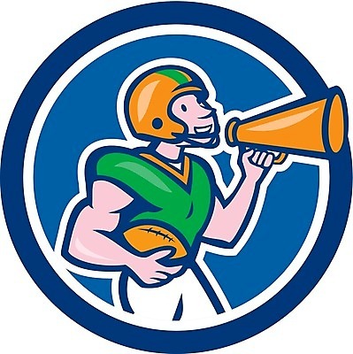 EPS 해외이미지 스포츠 일러스트 그래픽 미식축구 축구 확성기 외침 원형 만화 복고 고립 쿼터백 해외202004 해외일러스트 도형 구기 소리 파일형식 벡터 이미지허브