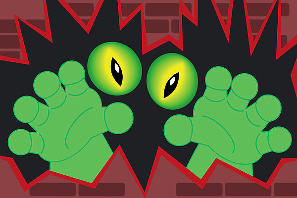 EPS 해외이미지 손 벽 일러스트 손가락 벽돌 생물 미술 빨간색 초록색 갈색 노란색 검은색 외계인 구멍 위험 무서움 그림 몬스터 오싹 해외202004 해외일러스트 감정 컬러 컨셉 문화예술 신체부위 미확인물체 파일형식 벡터 이미지허브