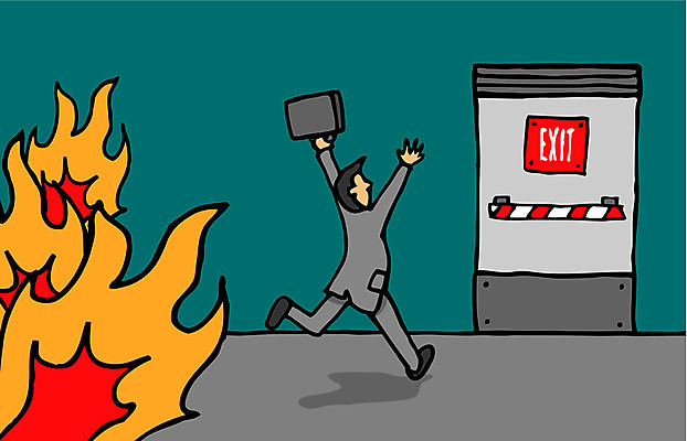 EPS 해외이미지 일러스트 비즈니스 불 달리기 긴급 비즈니스맨 좌절 만화 탈출 떠남 위기 포트폴리오 해외202004 해외일러스트 자연요소 남자 감정 컨셉 모션 직장인 파일형식 벡터 이미지허브