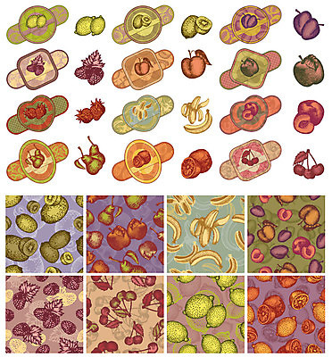 EPS 해외이미지 전통 디자인 열매 종이 선 음식 백그라운드 스티커 패턴 오렌지 일러스트 벽지 딸기 추상 프레임 바나나 키위 미술 그래픽 장식 세트 꼬리표 라벨 신용카드 체리 사과 상품 수집 레몬 복고 산딸기 복숭아 자두 살구 엘리먼트 옛날 해외202004 해외일러스트 식물 무늬 과일 문화예술 금융 파일형식 벡터 이미지허브