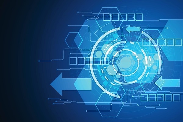 EPS 해외이미지 디자인 화살표 컨셉 일러스트 추상 미래 사람없음 그래픽 파란색 디지털 육각형 해외202004 해외일러스트 도형 컬러 무늬 파일형식 벡터 이미지허브