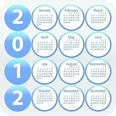 EPS 해외이미지 계절 일러스트 새로움 파란색 회색 달력 시간 원형 일주일 날짜 12월 4월 6월 9월 11월 5월 연도 1월 8월 10월 7월 2월 월 해외202004 해외일러스트 도형 컬러 컨셉 파일형식 벡터 이미지허브